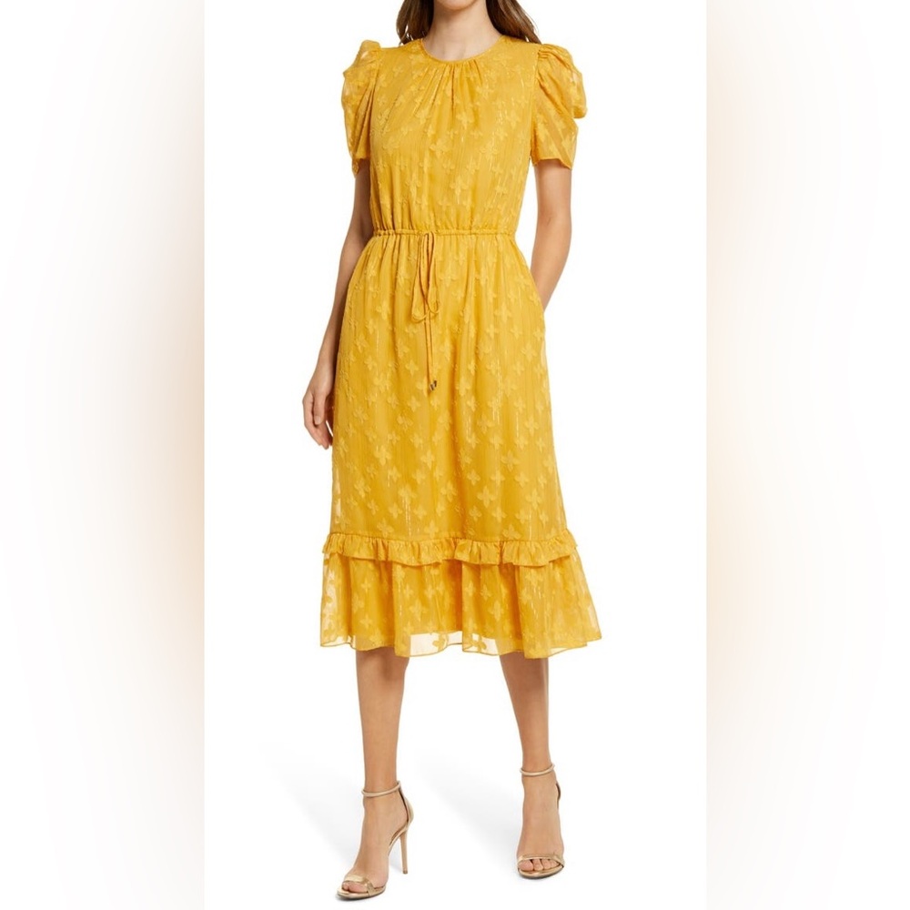 Julia Jordan Yellow Mustard Midi Dress size 8